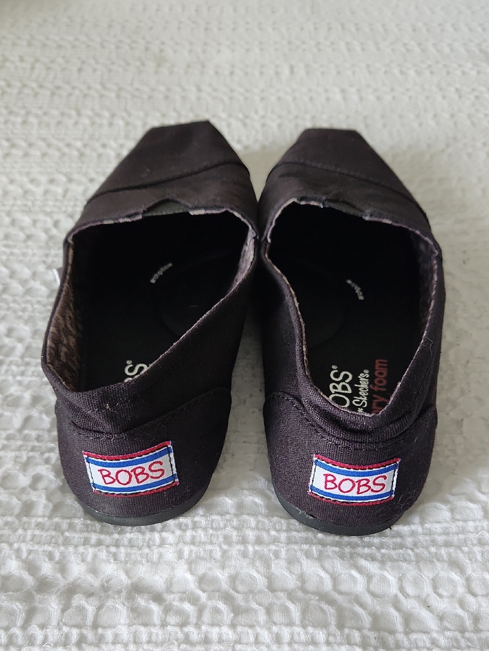 BOBS from Skechers Black Canvas Slip-On Flats